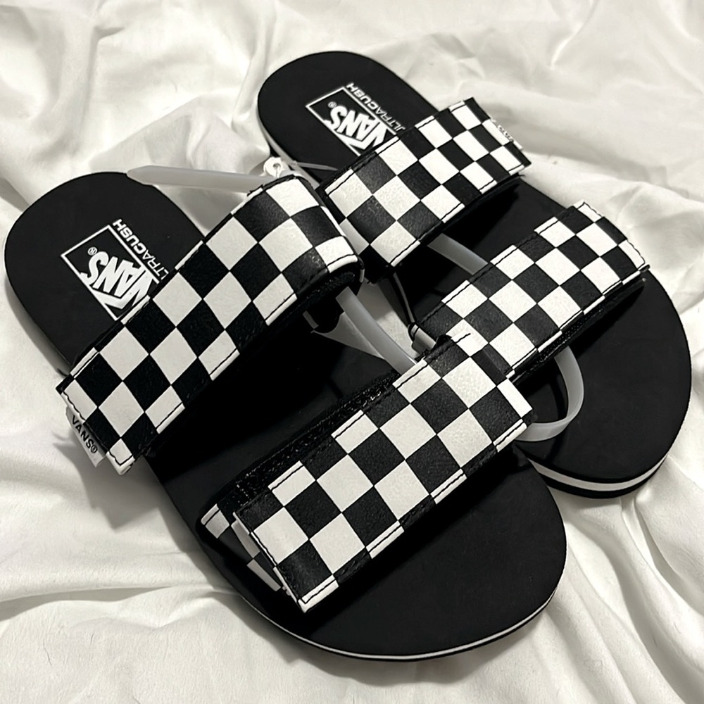 Vans Black and White Checkered Sandals